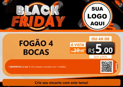 Modelo de Cartaz para Cartaz A4 Horizontal com o tema Black Friday para Móveis e Eletro