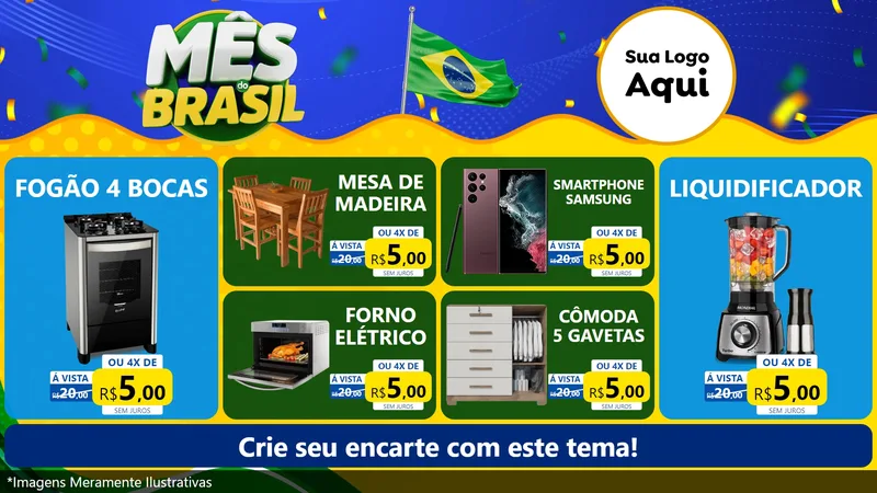 Modelo de TV para TV Horizontal com o tema Mês do Brasil para Móveis e Eletro