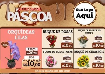 Modelo de Encarte para Encarte A4 Horizontal com o tema Ofertas de Páscoa para Floricultura e jardim