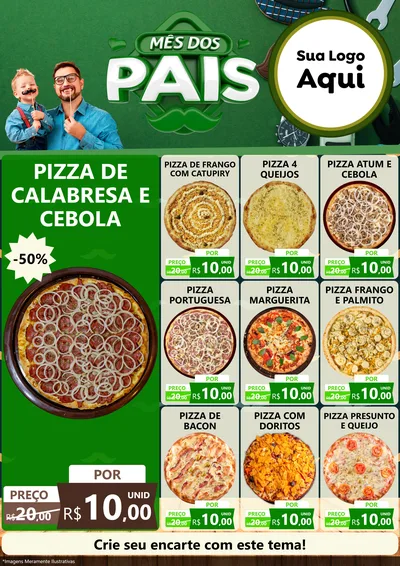 Modelo de Encarte para Encarte A4 Vertical com o tema Mês dos Pais para Pizzaria