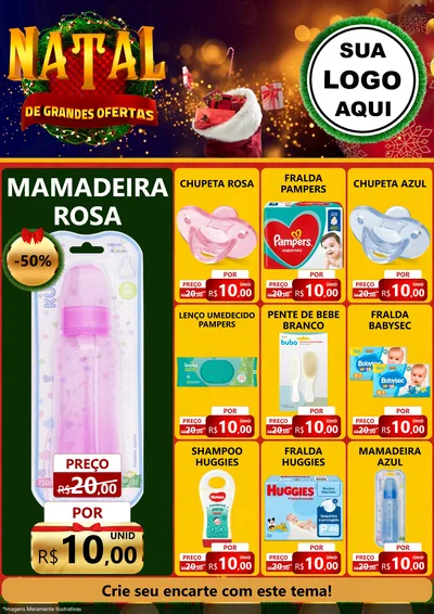 Modelo de Encarte para Encarte A4 Vertical com o tema Natal de Grandes Ofertas para Bebês