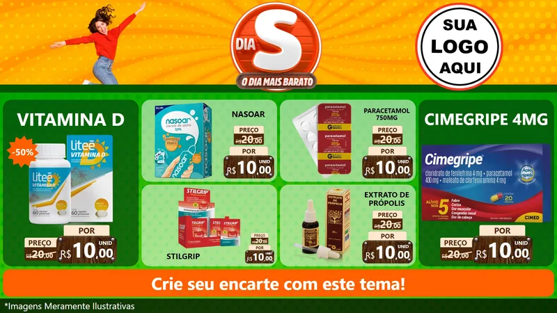 Modelo de TV para TV Horizontal com o tema Dia S - O Dia Mais Barato para Farmácia