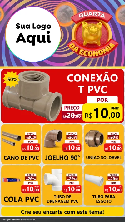 Modelo de Rede Social para Stories com o tema Quarta da Economia para Tubos e conexões