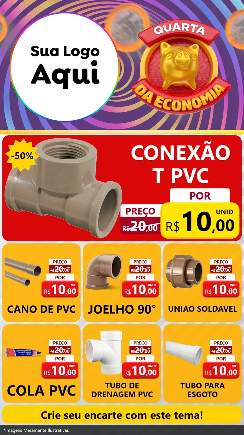 Modelo de Rede Social para Stories com o tema Quarta da Economia para Tubos e conexões