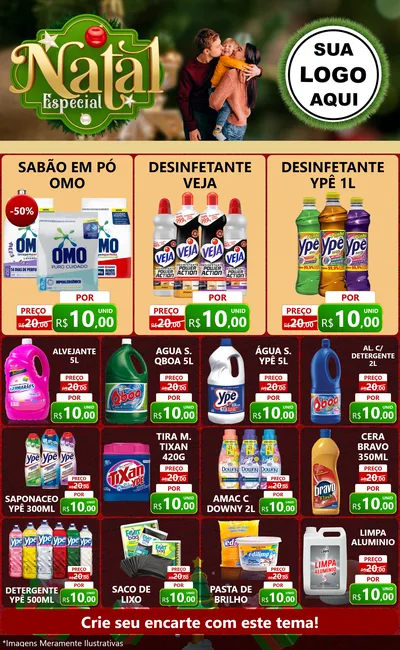 Modelo de Encarte para Encarte Grande com o tema Natal Especial para Produtos de Limpeza