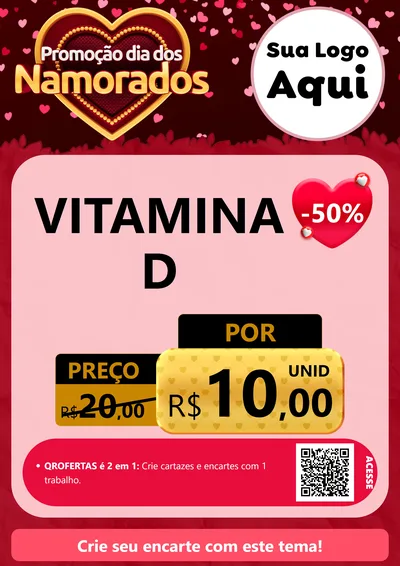 Modelo de Cartaz para Cartaz A4 Vertical com o tema Promoção Dia Dos Namorados para Farmácia