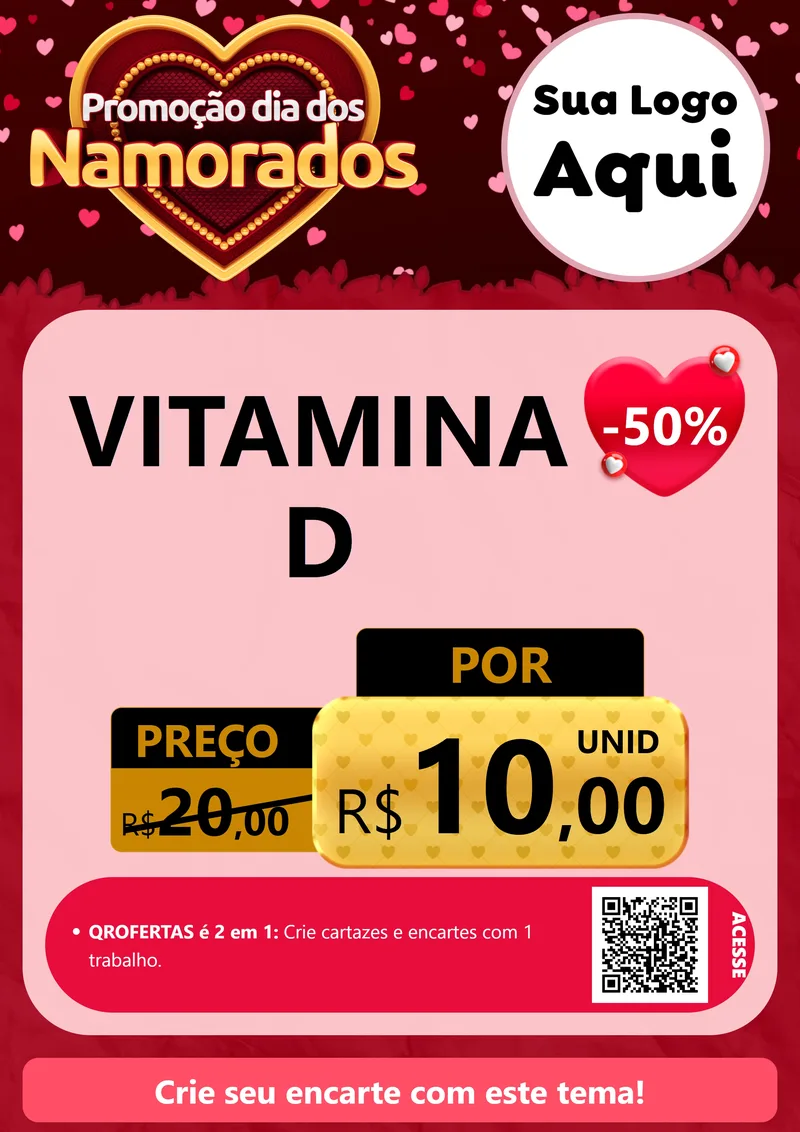 Modelo de Cartaz para Cartaz A4 Vertical com o tema Promoção Dia Dos Namorados para Farmácia