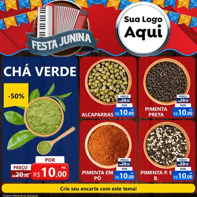 Modelo de Rede Social para Feed Facebook com o tema Festa Junina para Produtos Naturais