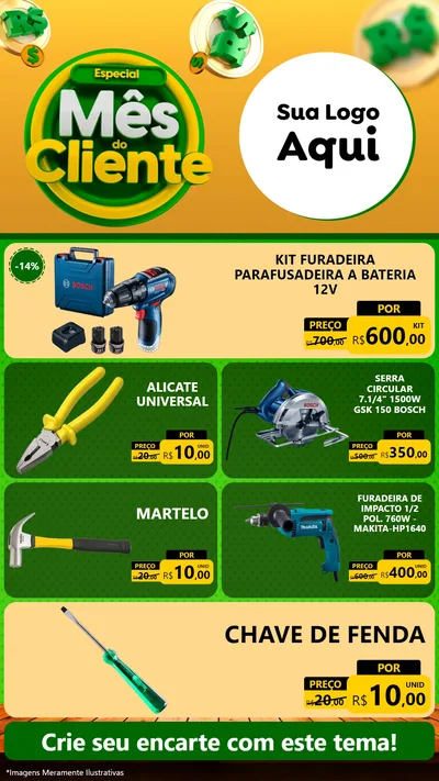 Modelo de TV para TV Vertical com o tema Especial Mês do Cliente para Maquinas e Ferramentas