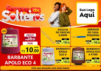 Modelo de Encarte para Encarte A4 Horizontal com o tema Semana dos Solteiros para Armarinho e Aviamentos