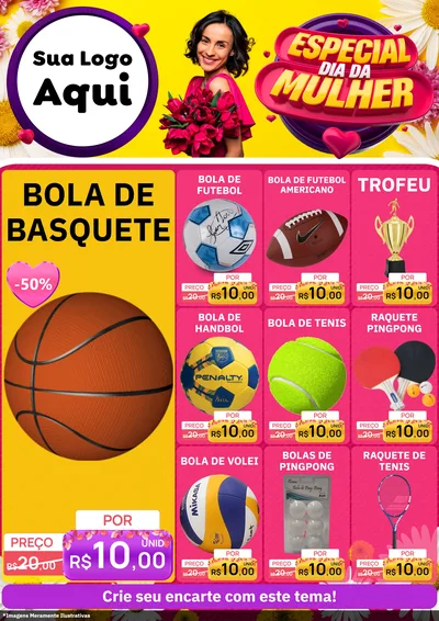 Modelo de Encarte para Encarte A4 Vertical com o tema Especial Dia da Mulher para Artigos Esportivos