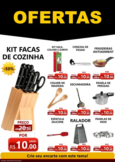 Modelo de Encarte para Encarte A4 Vertical com o tema Ofertas Preto e Vermelho Cartaz para Utilidades Domésticas