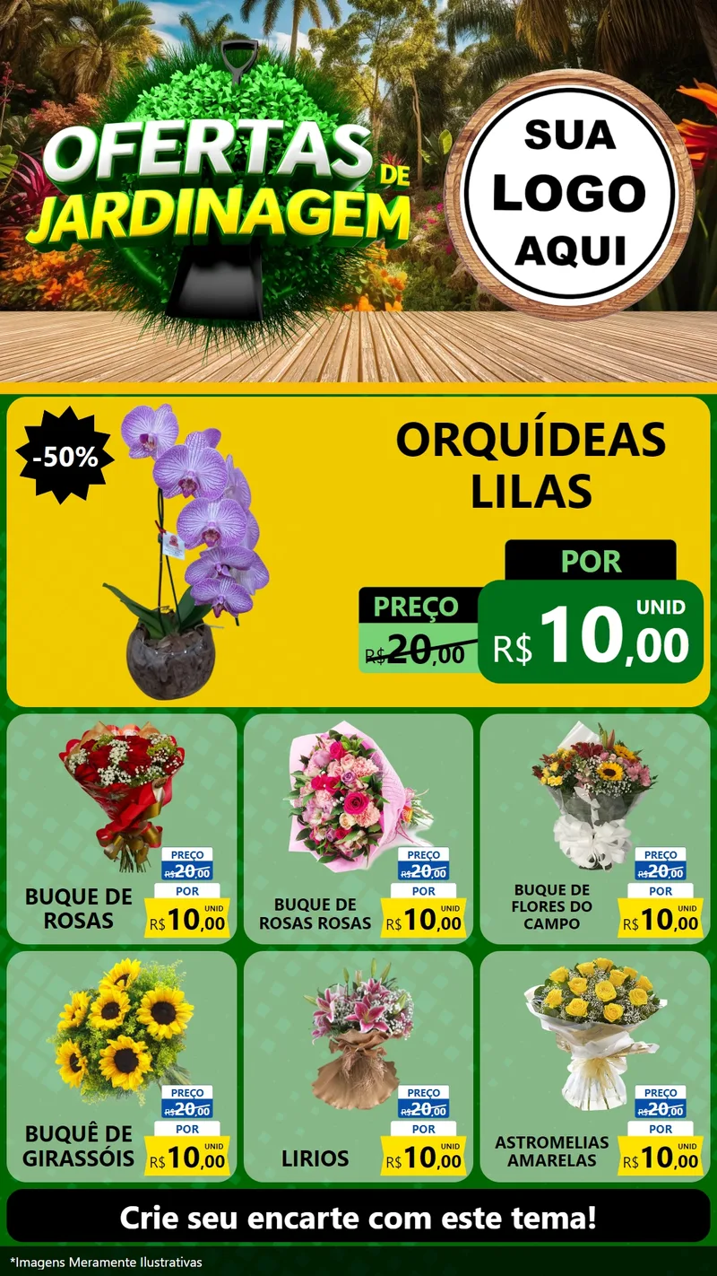 Modelo de Rede Social para Stories com o tema Ofertas de Jardinagem para Floricultura e jardim