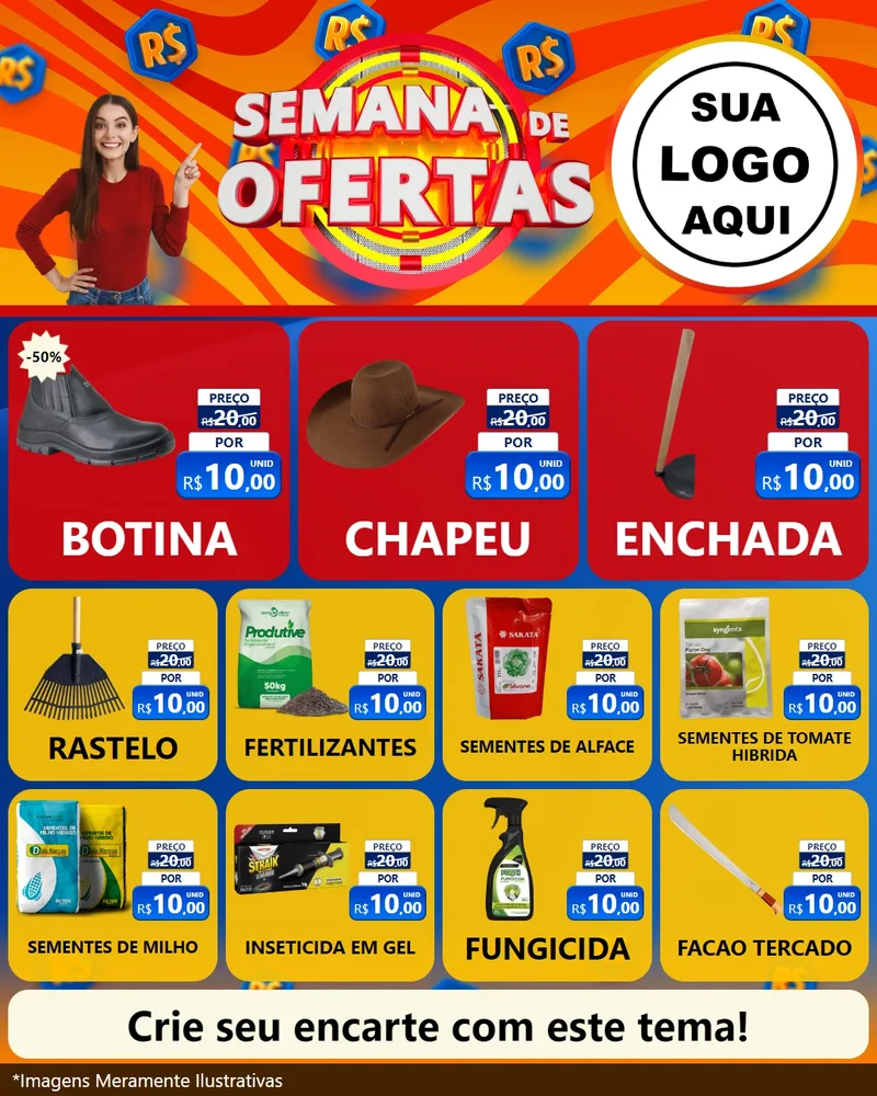 Modelo de Rede Social para Feed Instagram com o tema Semana de Ofertas para Agropecuária