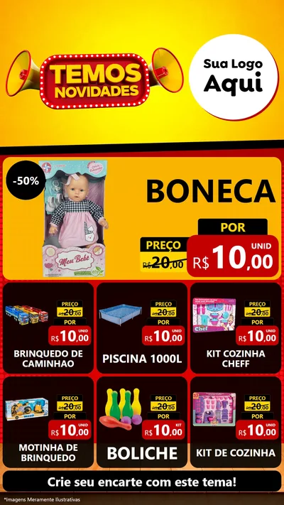 Modelo de Rede Social para Stories com o tema Temos Novidades para Brinquedos