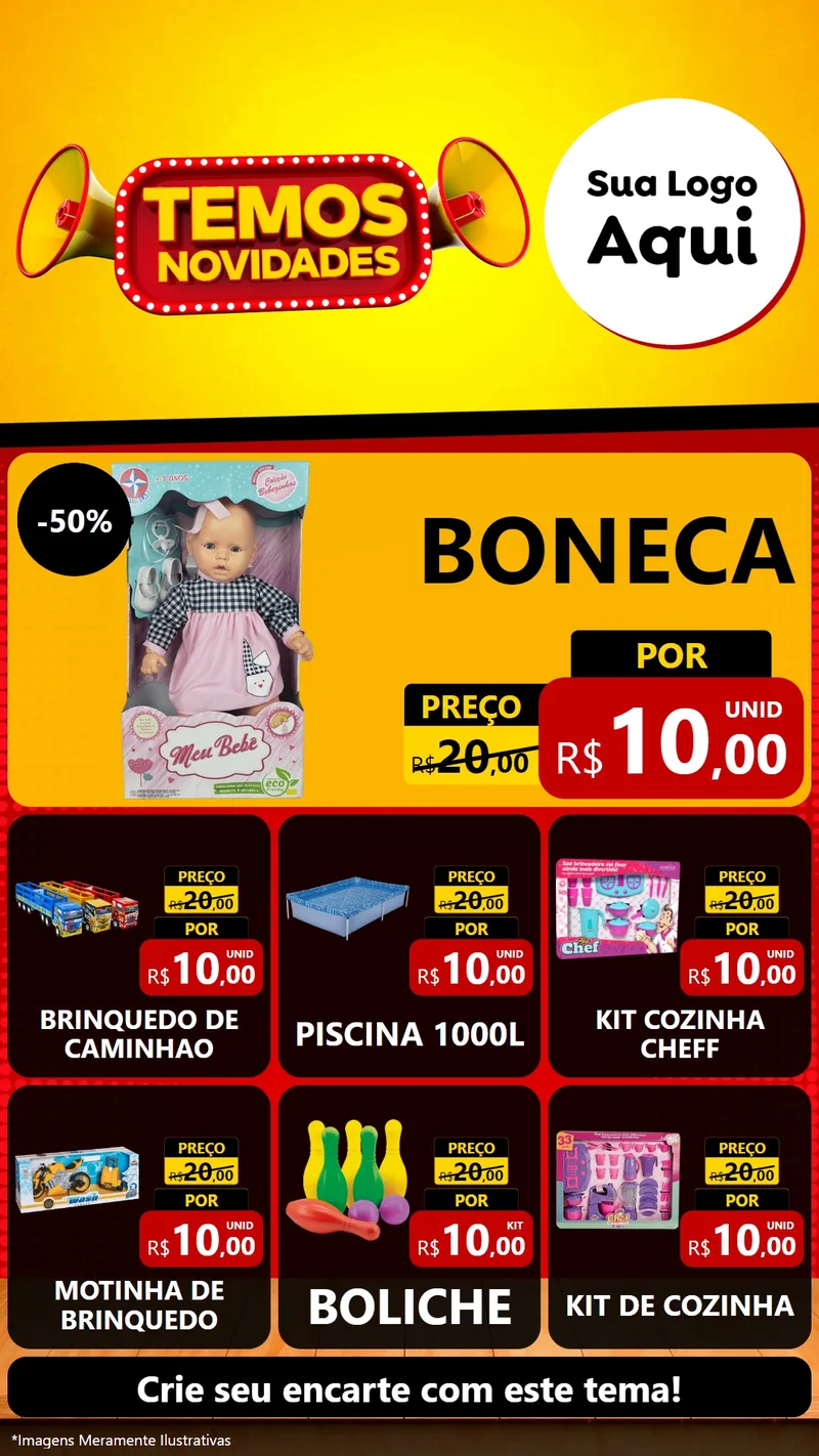 Modelo de Rede Social para Stories com o tema Temos Novidades para Brinquedos