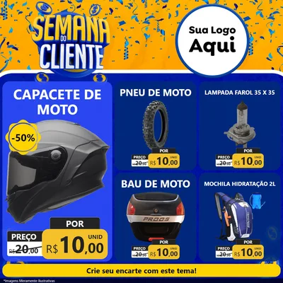Modelo de Rede Social para Feed Facebook com o tema Semana do Cliente para Moto peças