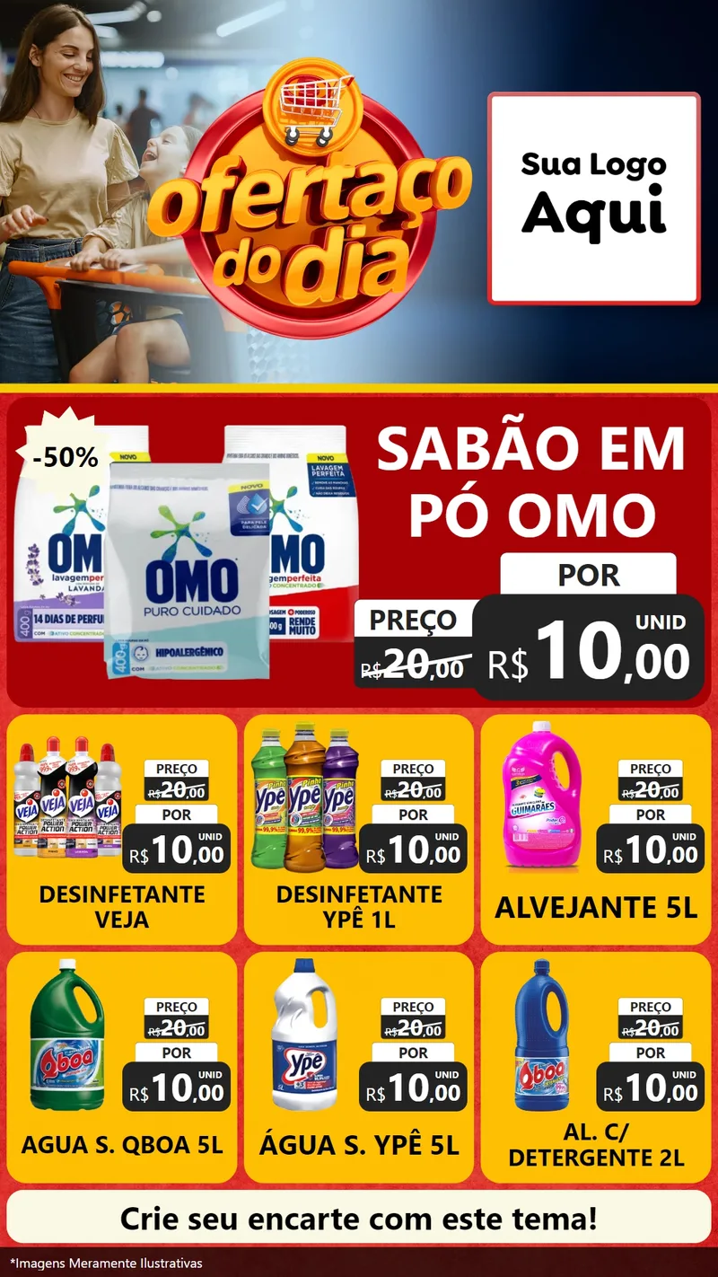 Modelo de Rede Social para Stories com o tema Ofertaço Do Dia para Produtos de Limpeza