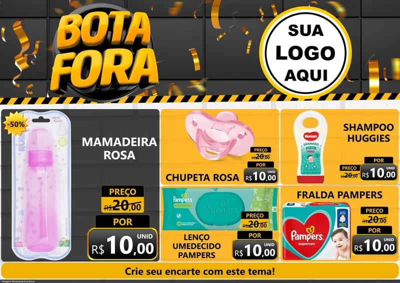 Modelo de Encarte para Encarte A4 Horizontal com o tema Bota Fora para Bebês