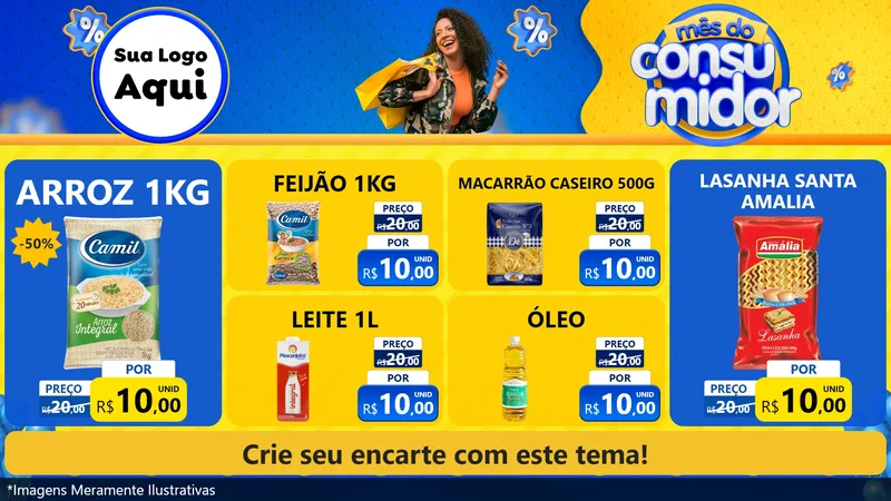 Modelo de TV para TV Horizontal com o tema Mês do Consumidor para Supermercado