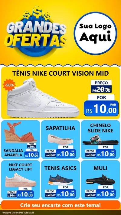 Modelo de Rede Social para Stories com o tema Grandes Ofertas para Calçados