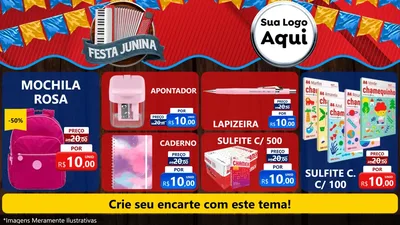 Modelo de TV para TV Horizontal com o tema Festa Junina para Papelaria