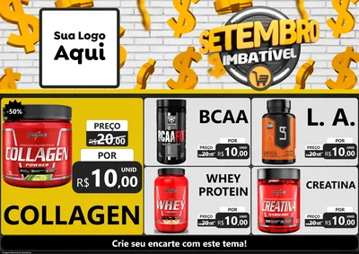 Modelo de Encarte para Encarte A4 Horizontal com o tema Setembro Imbatível para Suplementos alimentares