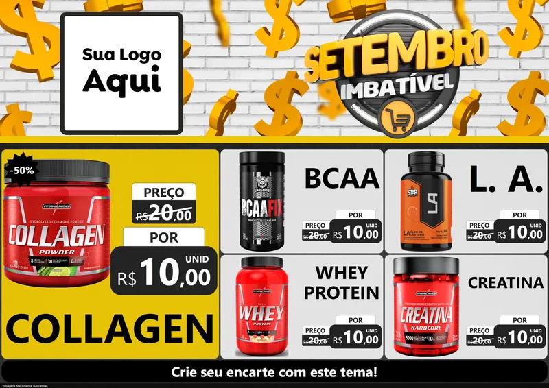 Modelo de Encarte para Encarte A4 Horizontal com o tema Setembro Imbatível para Suplementos alimentares