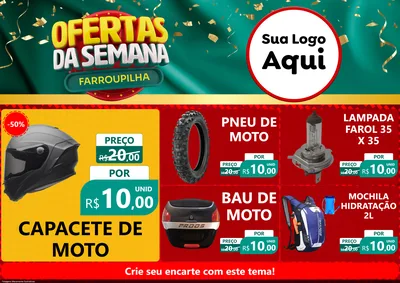 Modelo de Encarte para Encarte A4 Horizontal com o tema Ofertas da Semana Farroupilha para Moto peças