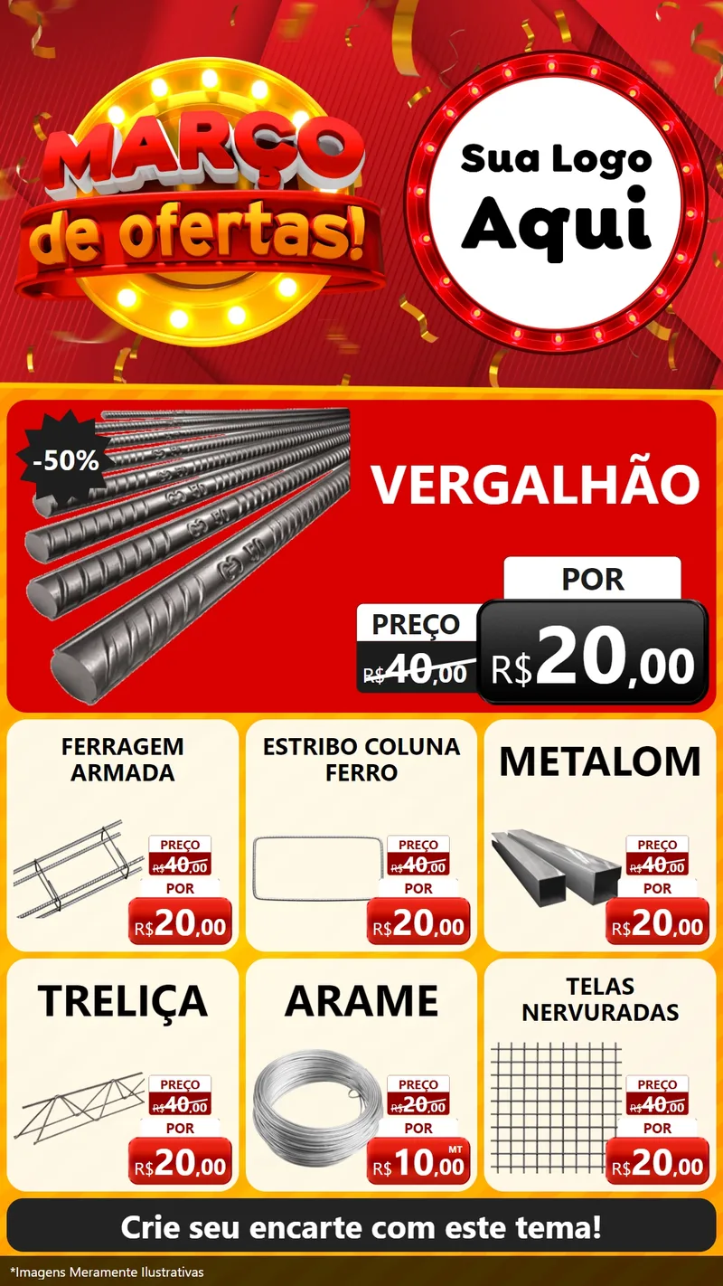 Modelo de Rede Social para Stories com o tema Março de Ofertas! para Ferragens