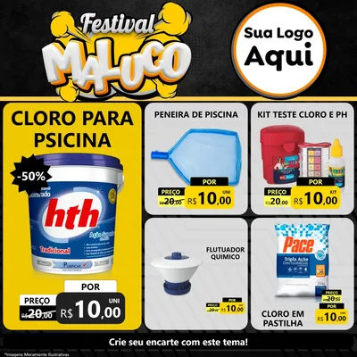 Modelo de Rede Social para Feed Facebook com o tema Festival Maluco para Produtos para Piscina