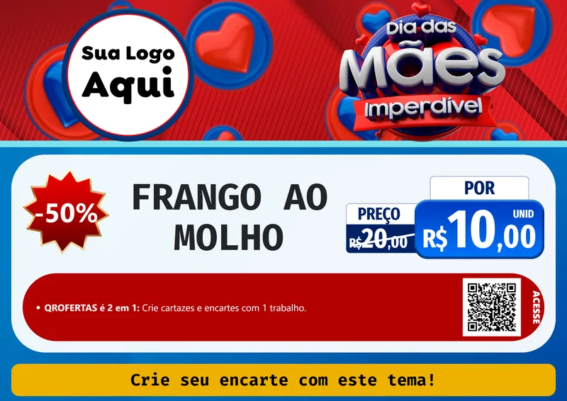 Modelo de Cartaz para Cartaz A4 Horizontal com o tema Dia Das Mães Imperdível para Restaurante