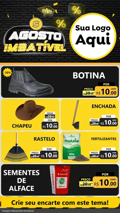 Modelo de TV para TV Vertical com o tema Agosto Imbatível para Agropecuária