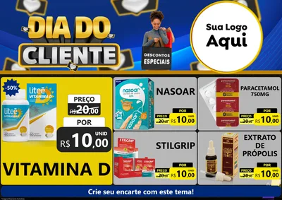 Modelo de Encarte para Encarte A4 Horizontal com o tema Dia Do Cliente para Farmácia
