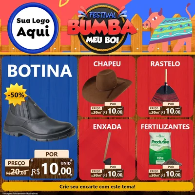 Modelo de Rede Social para Feed Facebook com o tema Festival Bumba Meu Boi para Agropecuária
