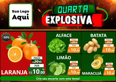 Modelo de Encarte para Encarte A4 Horizontal com o tema Quarta Explosiva para Hortifrúti