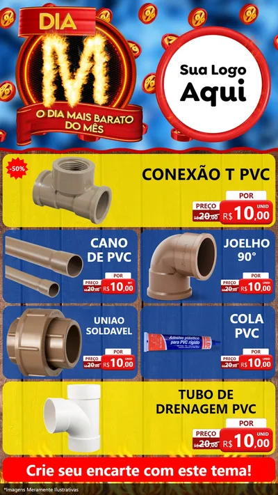 Modelo de TV para TV Vertical com o tema Dia M - O Dia Mais Barato Do Mês para Tubos e conexões