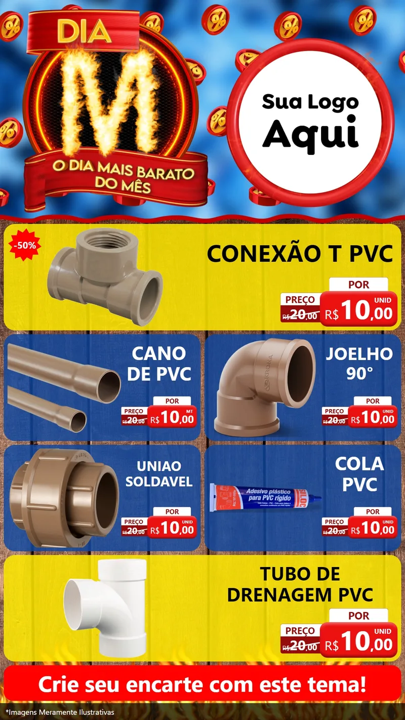 Modelo de TV para TV Vertical com o tema Dia M - O Dia Mais Barato Do Mês para Tubos e conexões