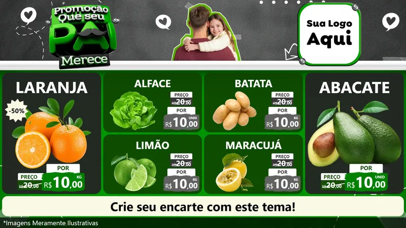 Modelo de TV para TV Horizontal com o tema Promoção Que seu Pai Merece para Hortifrúti