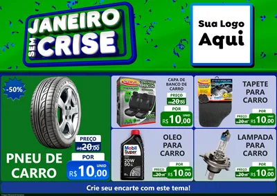 Modelo de Encarte para Encarte A4 Horizontal com o tema Janeiro Sem Crise para Auto peças