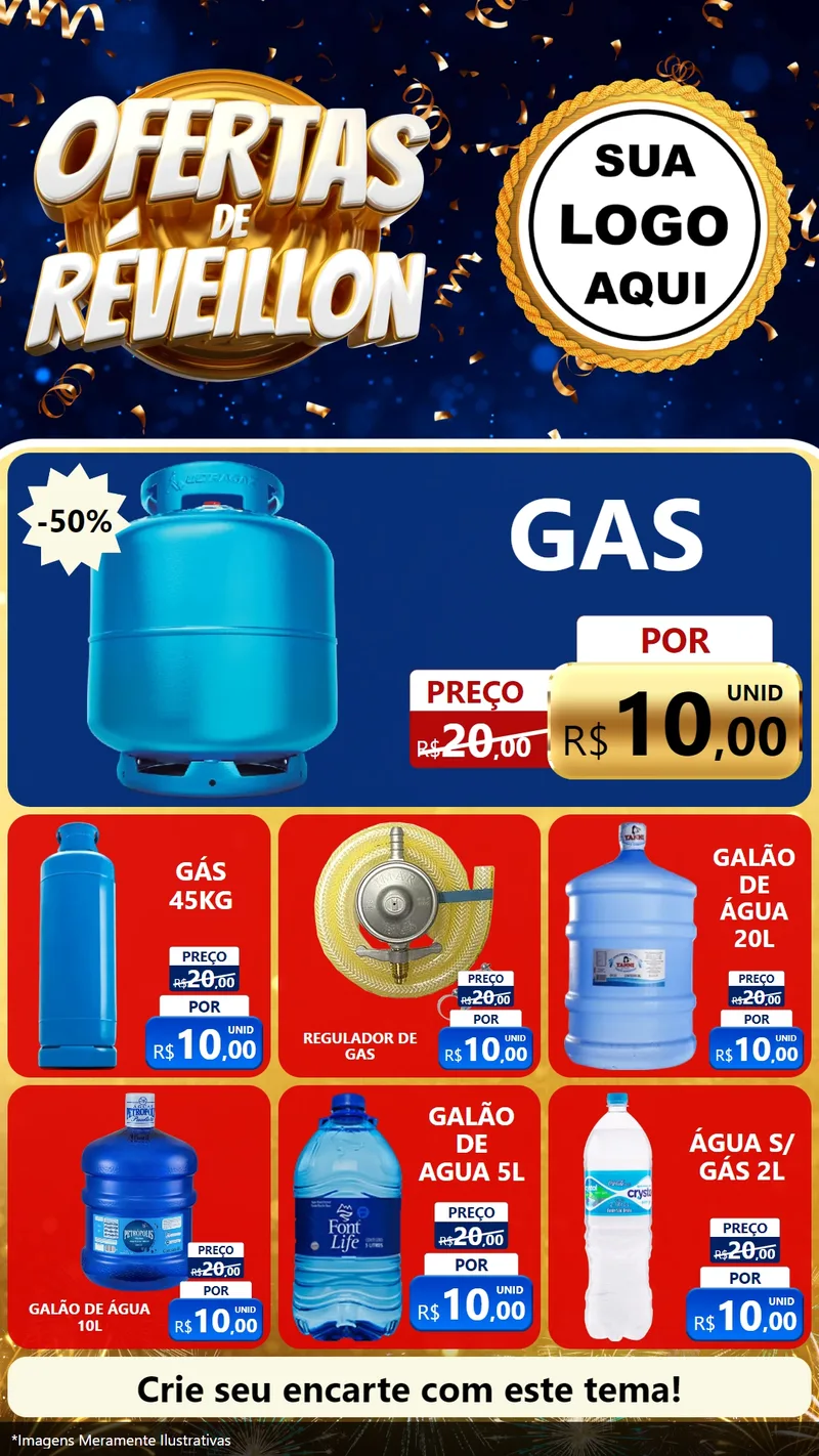 Modelo de Rede Social para Stories com o tema Ofertas de Réveillon para Água e gás