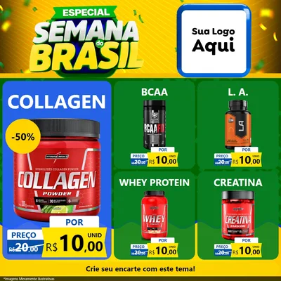 Modelo de Rede Social para Feed Facebook com o tema Especial Semana do Brasil para Suplementos alimentares