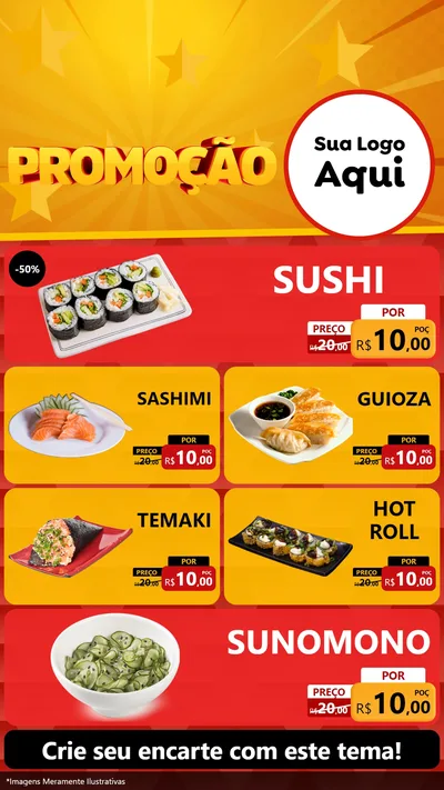 Modelo de TV para TV Vertical com o tema Promoção para Comida japonesa