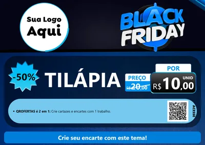 Modelo de Cartaz para Cartaz A4 Horizontal com o tema Black Friday para Peixaria