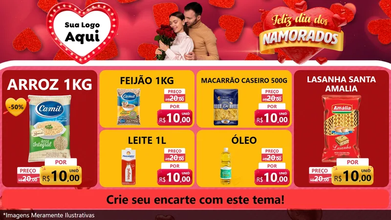 Modelo de TV para TV Horizontal com o tema Feliz Dia Dos Namorados para Supermercado