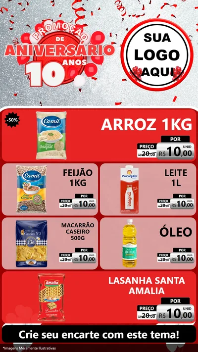 Modelo de TV para TV Vertical com o tema Promoção de Aniversário - 10 Anos para Supermercado