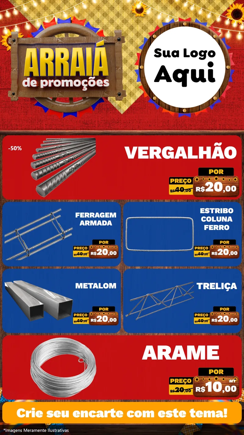 Modelo de TV para TV Vertical com o tema Arraiá de Promoções para Ferragens
