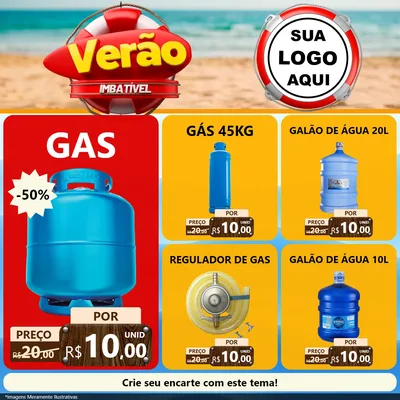Modelo de Rede Social para Feed Facebook com o tema Verão Imbatível para Água e gás