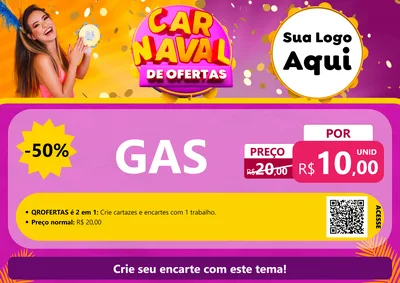 Modelo de Cartaz para Cartaz A4 Horizontal com o tema Carnaval de Ofertas para Água e gás