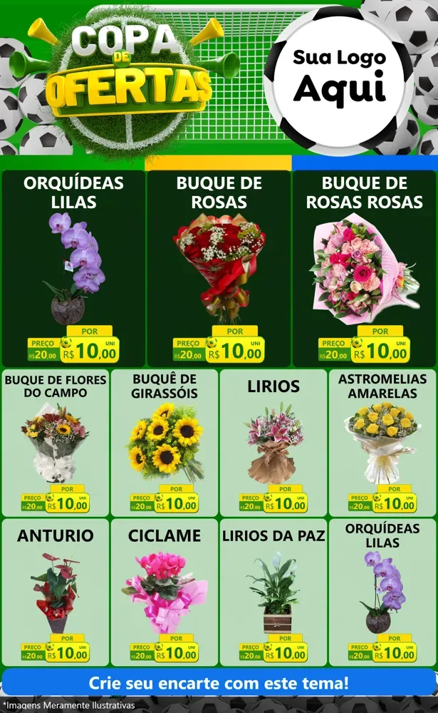 Modelo de Encarte para Encarte Grande com o tema Copa De Ofertas para Floricultura e jardim